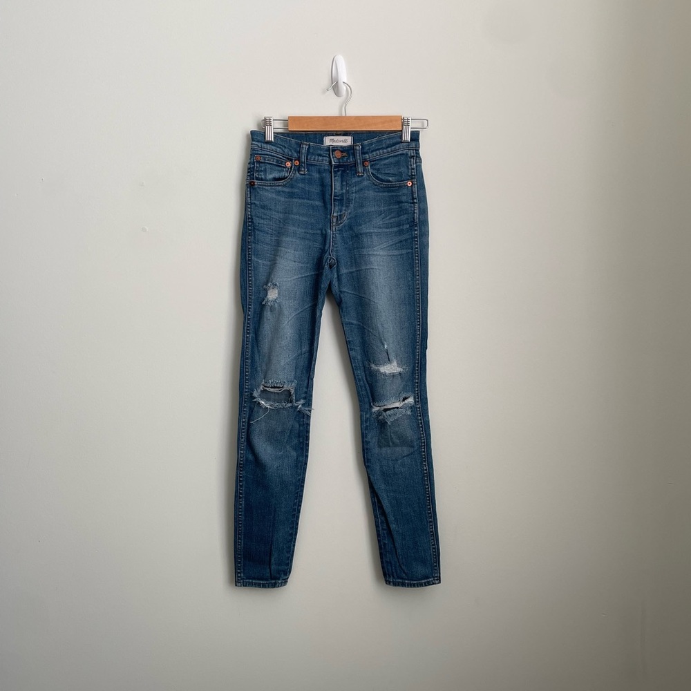 Madewell Women's Distressed Skinny 9” High Rise Jeans in Blue